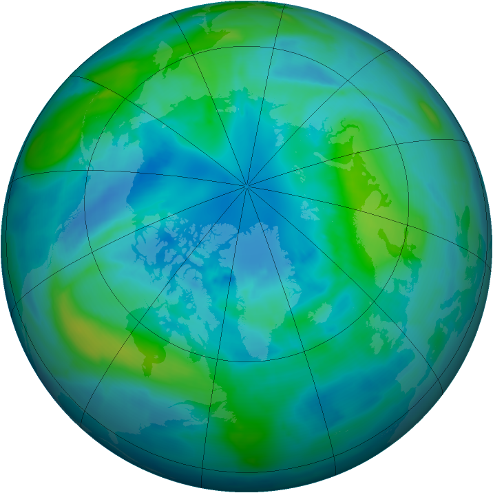 Arctic ozone map for 09 October 2009